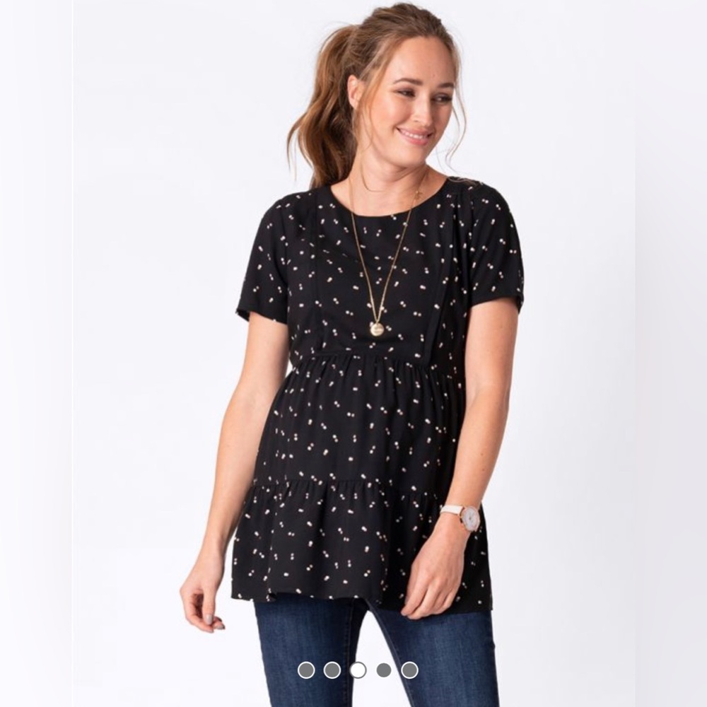 Seraphine Woven Black Maternity & Nursing Tee